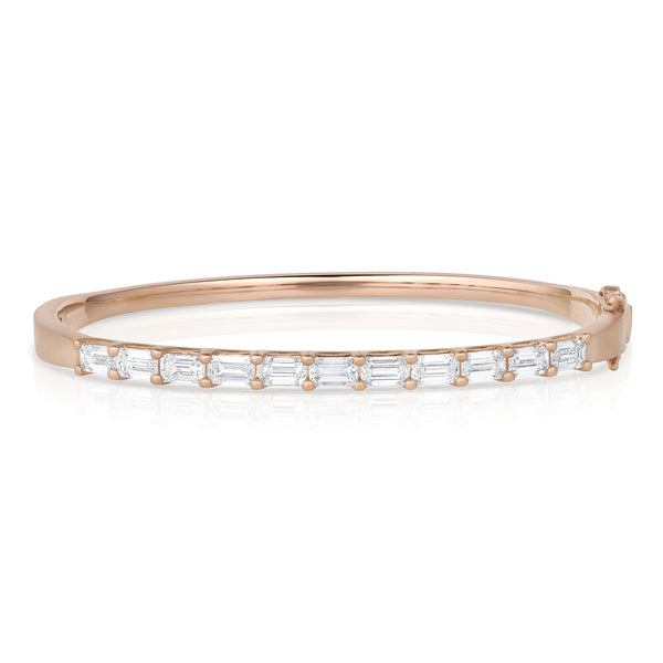 3.45ct emerald cut white diamond east-west no-roll bangle <span class='visuallyhidden'>Text, phone 323-404-2959 for shopping assistance.</span>