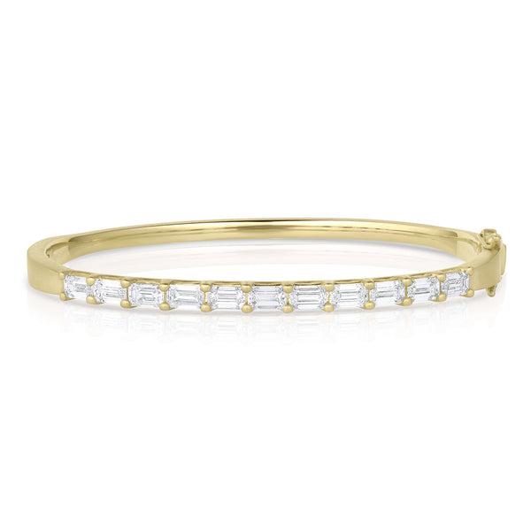 3.45ct emerald cut white diamond modern no-roll bangle <span class='visuallyhidden'>Text, phone 323-404-2959 for shopping assistance.</span>