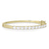 side view of custom-fitted Dominique Cohen emerald cut diamond no-roll bangle <span class='visuallyhidden'>Text, phone 323-404-2959 for shopping assistance.</span>