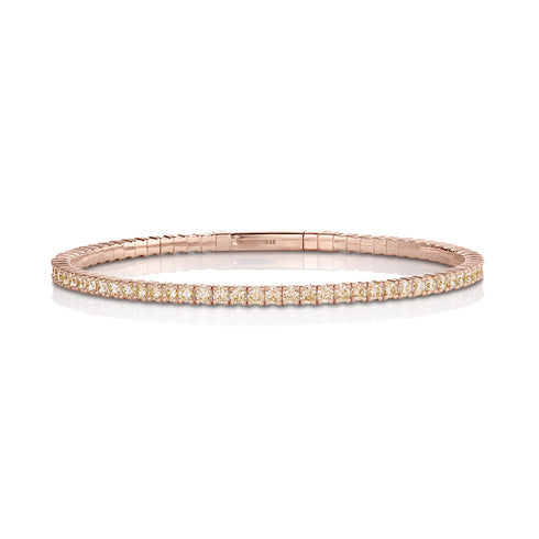 Dominique Cohen inline diamond flexible tennis bracelet-bangle in champagne diamonds and rose gold<span class='visuallyhidden'>; shop help at 760-978-9297.</span>