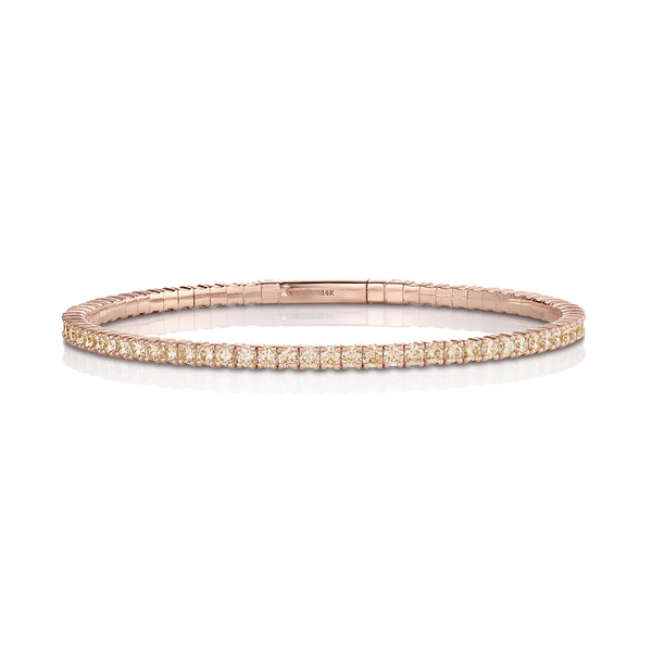 Dominique Cohen inline diamond flexible tennis bracelet-bangle in champagne diamonds and rose gold<span class='visuallyhidden'>; shop help at 760-978-9297.</span>