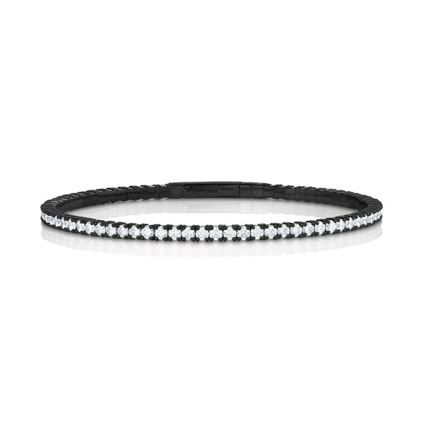 Dominique Cohen inline flexible diamond tennis bangle-bracelet in black gold<span class='visuallyhidden'>; shop help at 760-978-9297.</span>