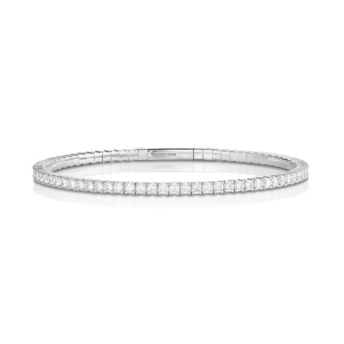 Dominique Cohen inline flexible diamond tennis bangle-bracelet in white gold<span class='visuallyhidden'>; shop help at 760-978-9297.</span>