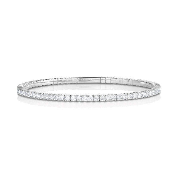Dominique Cohen inline flexible diamond tennis bangle-bracelet in white gold<span class='visuallyhidden'>; shop help at 760-978-9297.</span>