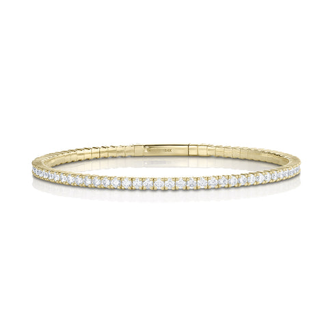 Dominique Cohen inline flexible diamond tennis bangle-bracelet in yellow gold<span class='visuallyhidden'>; shop help at 760-978-9297.</span>