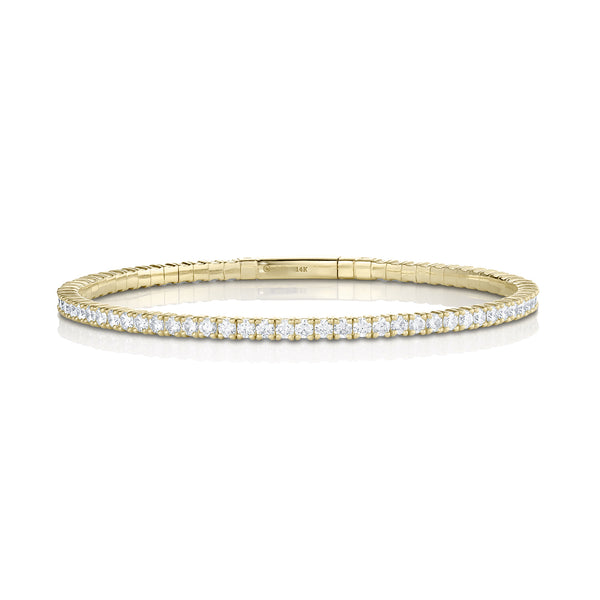 Dominique Cohen inline flexible diamond tennis bangle-bracelet in yellow gold<span class='visuallyhidden'>; shop help at 760-978-9297.</span>