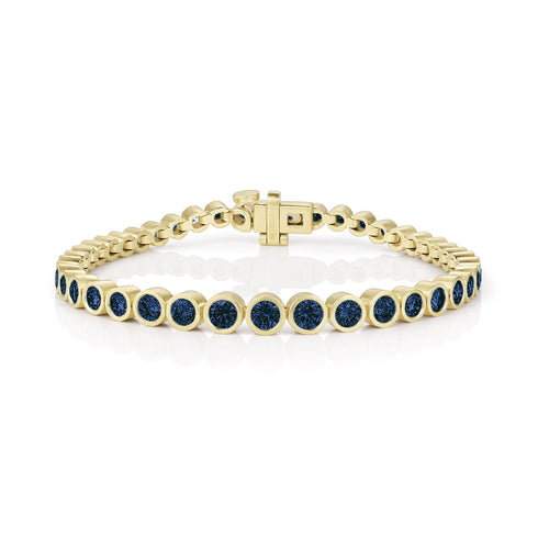 Dominique Cohen tapering round bezels snug-fit blue sapphire bracelet, medio size<span class='visuallyhidden'>; shop help at 760-978-9297.</span>