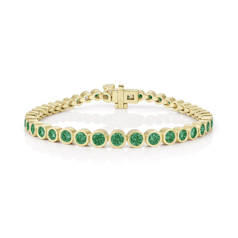 Dominique Cohen tapering round bezels snug-fit emerald bracelet, medio size<span class='visuallyhidden'>; shop help at 760-978-9297.</span>