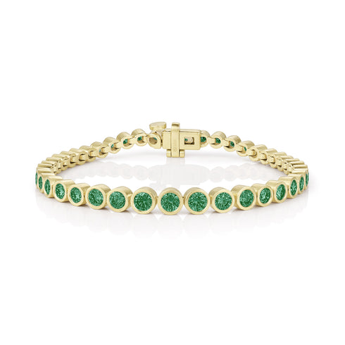 Dominique Cohen tapering round bezels snug-fit emerald bracelet, medio size<span class='visuallyhidden'>; shop help at 760-978-9297.</span>