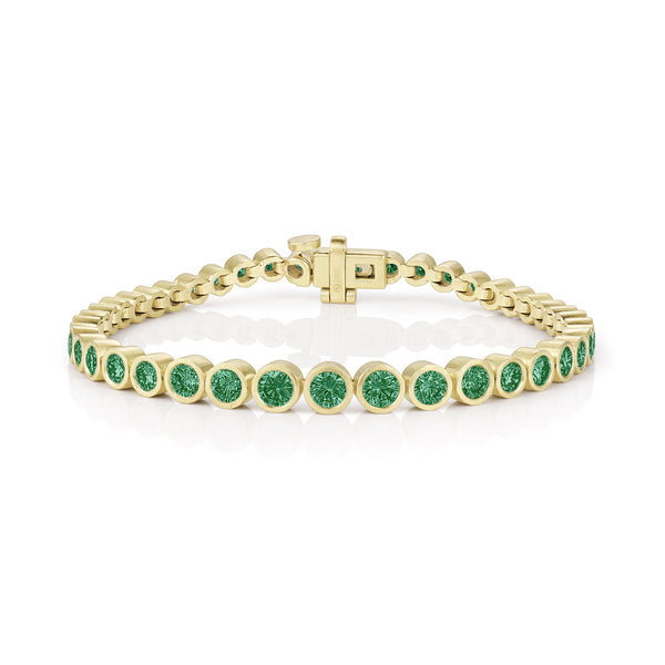 Dominique Cohen tapering round bezels snug-fit emerald bracelet, medio size<span class='visuallyhidden'>; shop help at 760-978-9297.</span>