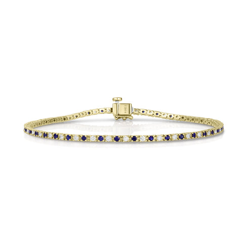 Dominique Cohen blue sapphire + diamond yellow gold petite tennis bracelet<span class='visuallyhidden'>; shop help at 760-978-9297.</span>