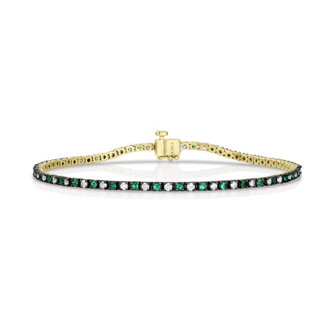 Dominique Cohen emerald + diamond black + yellow golds petite tennis bracelet<span class='visuallyhidden'>; shop help at 760-978-9297.</span>