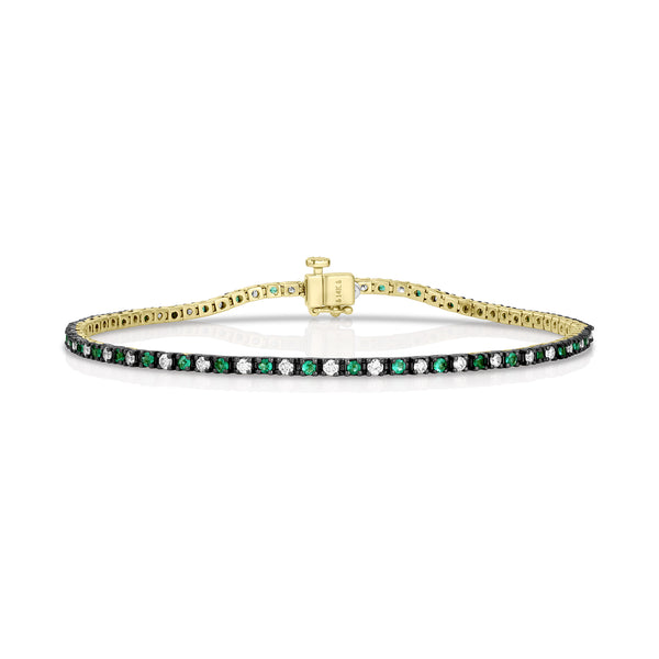 Dominique Cohen emerald + diamond black + yellow golds petite tennis bracelet<span class='visuallyhidden'>; shop help at 760-978-9297.</span>