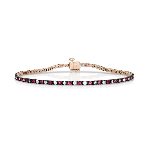 Dominique Cohen ruby + diamond black + rose golds petite tennis bracelet<span class='visuallyhidden'>; shop help at 760-978-9297.</span>