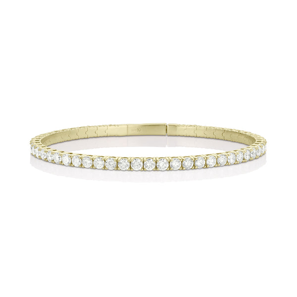 Dominique Cohen 5ct inline flexible diamond tennis bangle-bracelet in yellow gold<span class='visuallyhidden'>; shop help at 760-978-9297.</span>
