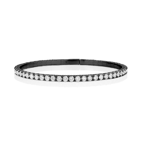 Dominique Cohen 5ct inline flexible diamond tennis bangle-bracelet in black gold<span class='visuallyhidden'>; shop help at 760-978-9297.</span>