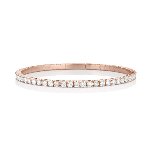 Dominique Cohen 5ct inline flexible diamond tennis bangle-bracelet in rose gold<span class='visuallyhidden'>; shop help at 760-978-9297.</span>