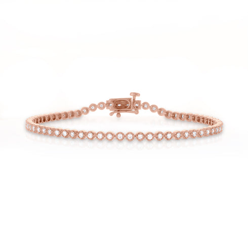Dominique Cohen 1 carat round bezels tennis bracelet, in rose gold<span class='visuallyhidden'>; shop help at 760-978-9297.</span>