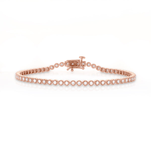 Dominique Cohen 1 carat round bezels tennis bracelet, in rose gold<span class='visuallyhidden'>; shop help at 760-978-9297.</span>
