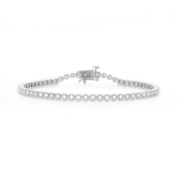 Dominique Cohen 1 carat round bezels tennis bracelet, in white gold<span class='visuallyhidden'>; shop help at 760-978-9297.</span>