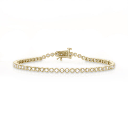 Dominique Cohen 1 carat round bezels tennis bracelet, in yellow gold<span class='visuallyhidden'>; shop help at 760-978-9297.</span>