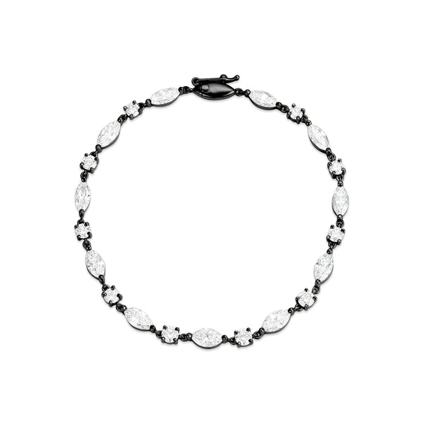 Dominique Cohen diamond marquise and rounds tennis bracelet in black gold<span class='visuallyhidden'>; shop help at 760-978-9297.</span>