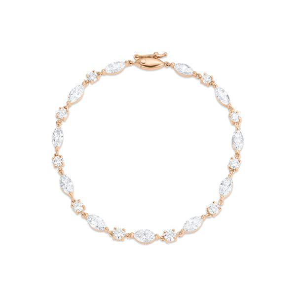 Dominique Cohen diamond marquise and rounds tennis bracelet in rose gold<span class='visuallyhidden'>; shop help at 760-978-9297.</span>