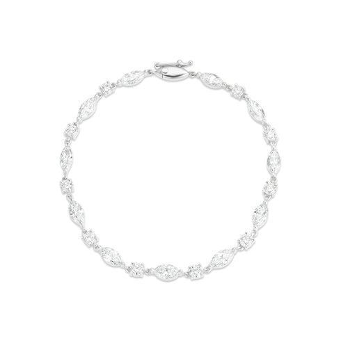 Dominique Cohen diamond marquise and rounds tennis bracelet in white gold<span class='visuallyhidden'>; shop help at 760-978-9297.</span>