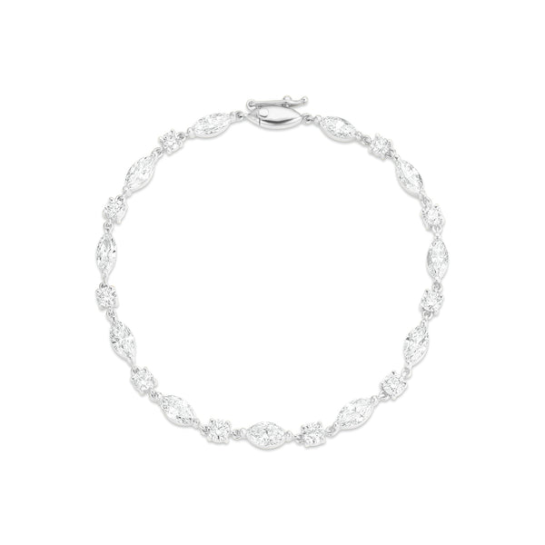 Dominique Cohen diamond marquise and rounds tennis bracelet in white gold<span class='visuallyhidden'>; shop help at 760-978-9297.</span>