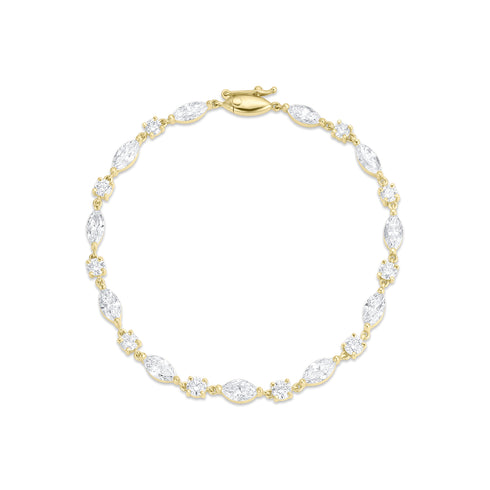 Dominique Cohen diamond marquise and rounds tennis bracelet in yellow gold<span class='visuallyhidden'>; shop help at 760-978-9297.</span>