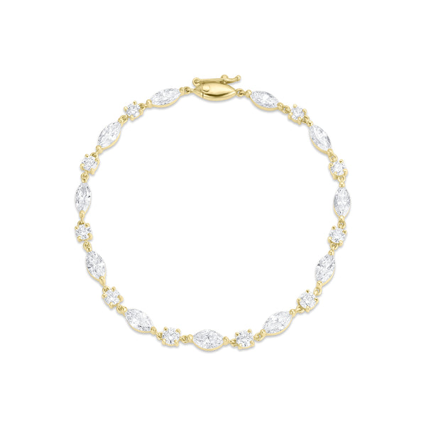 Dominique Cohen diamond marquise and rounds tennis bracelet in yellow gold<span class='visuallyhidden'>; shop help at 760-978-9297.</span>