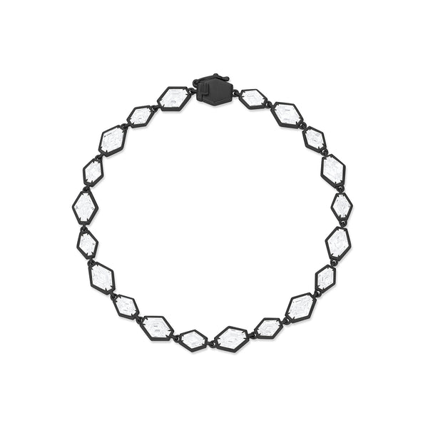 Dominique Cohen elongated-hex diamond tennis bracelet, in 18k black gold<span class='visuallyhidden'>; shop help at 760-978-9297.</span>