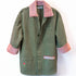 Dominique Cohen designer upstyled vintage army jacket with faux fur trim (front)<span class='visuallyhidden'>; shop help at 760-978-9297.</span>