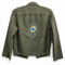 Dominique Cohen vintage denim jacket, updated with hand-stitched peacock feather embroidery<span class='visuallyhidden'>; shop help at 760-978-9297.</span>