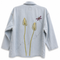 Dominique Cohen vintage denim chore jacket, updated with hand-stitched anthurium flowers + dragonfly<span class='visuallyhidden'>; shop help at 760-978-9297.</span>