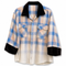Dominique Cohen limited edition flannel shacket in pink, blue + purple ombre<span class='visuallyhidden'>; shop help at 760-978-9297.</span>