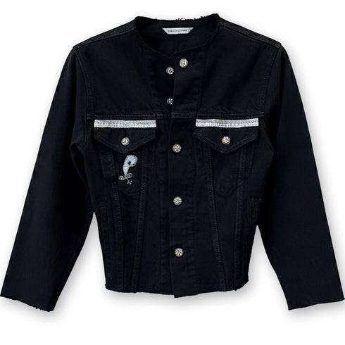 front beauty includes crystal buttons, lace pocket details, and embroidered artistry<span class='visuallyhidden'>; shop help at 760-978-9297.</span>
