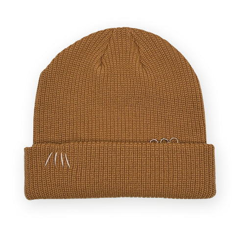 sunrays motif (back) in camel with three 18k gold plated rings <span class='visuallyhidden'>Text, phone 323-404-2959 for shop help.</span>