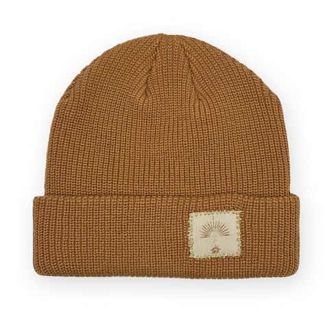 sunrays motif (front) in camel <span class='visuallyhidden'>Text, phone 323-404-2959 for shop help.</span>