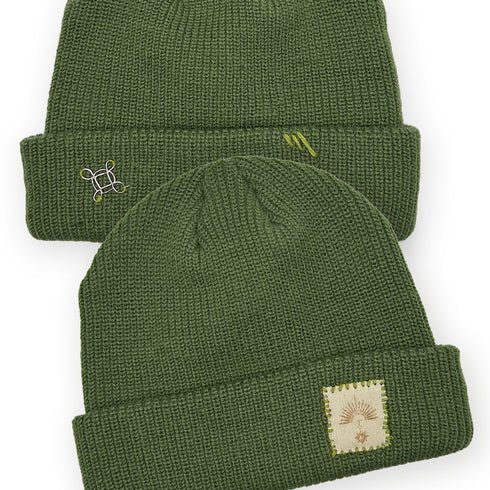 Dominique Cohen designer beanie in sunrays motif with 18k gold plated bella cross<span class='visuallyhidden'>; shop help at 760-978-9297.</span>