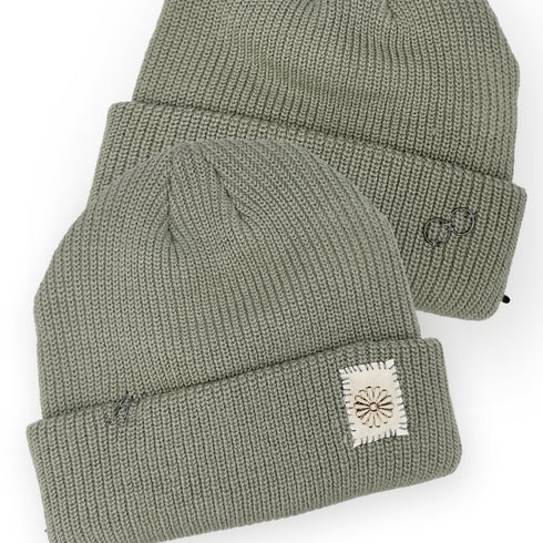 Dominique Cohen designer beanie in daisy motif with antiqued sterling rings<span class='visuallyhidden'>; shop help at 760-978-9297.</span>