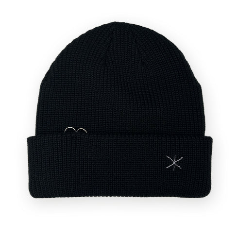 antique lace beanie (back) in black with silver rings<span class='visuallyhidden'>; shop help at 760-978-9297.</span>