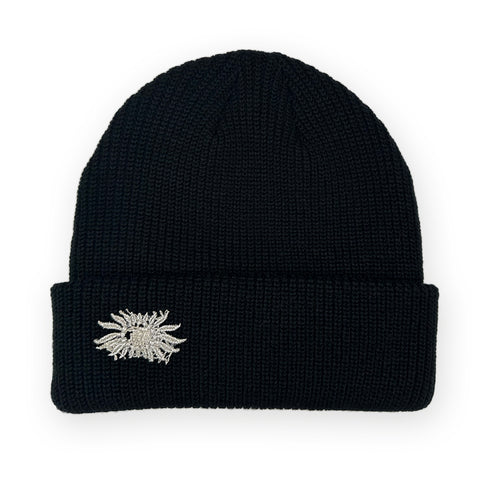 antique lace beanie (front) in black<span class='visuallyhidden'>; shop help at 760-978-9297.</span>