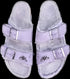 shearling suede sandal in purple fog size 9, with redwoods + Northstar custom detail <span class='visuallyhidden'>Call, text 323-404-2959 for shopping help.</span>