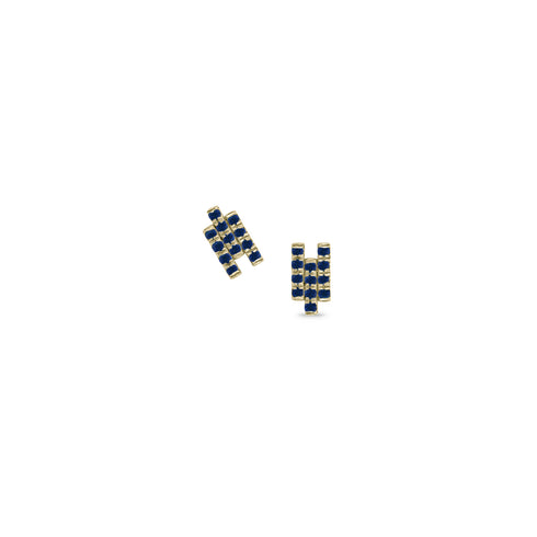 Dominique Cohen blue sapphire and gold chevron pattern stud earrings<span class='visuallyhidden'>; shop help at 760-978-9297.</span>