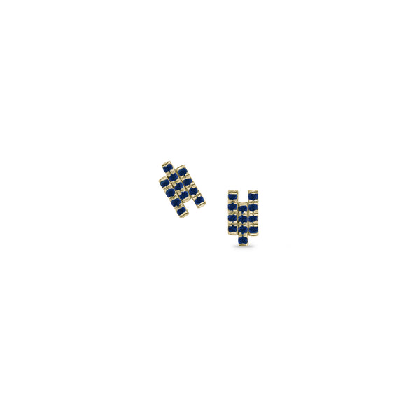 Dominique Cohen blue sapphire and gold chevron pattern stud earrings<span class='visuallyhidden'>; shop help at 760-978-9297.</span>