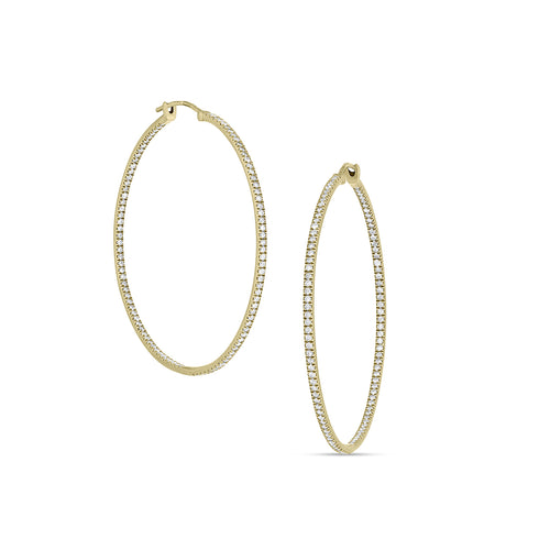 18k yellow gold diamond 2-inch hoop earrings,<br>with all diamonds facing forward <span class='visuallyhidden'>Call or text 323-404-2959 for shopping assistance</span>