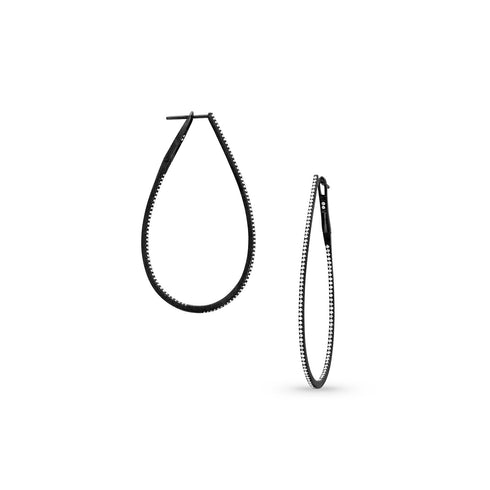 one and a half inch oval hoop diamond earrings<br>in 18K black gold by Dominique Cohen<span class='visuallyhidden'>Text, call 323-404-2959 for shopping help.</span>