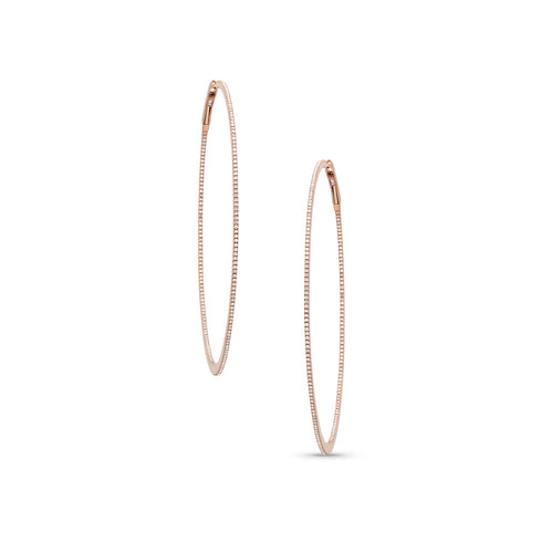 extra large diamond razor hoop earring 2.5 inch in rose gold <span class='visuallyhidden'>Call, text 323-404-2959 for shopping help.</span>