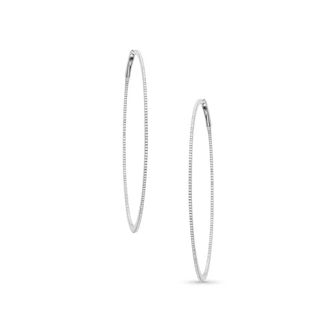 diamond extra large razor hoop earring in white gold <span class='visuallyhidden'>Call, text 323-404-2959 for shopping help.</span>